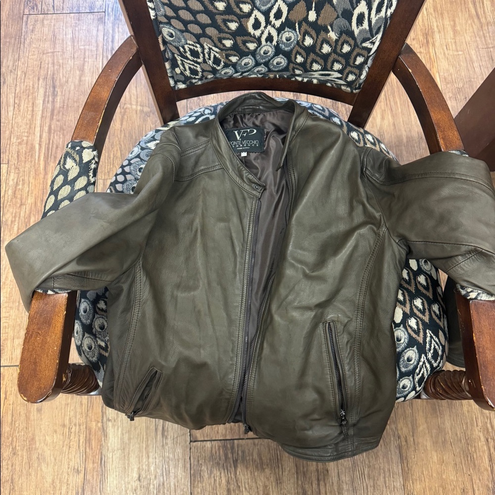 Brown pointe vechino mens leather jacket